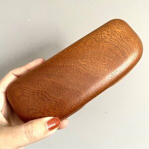 Vintage Wood Hard Eyeglasses Sunglasses Glasses Clamshell Hinged Case